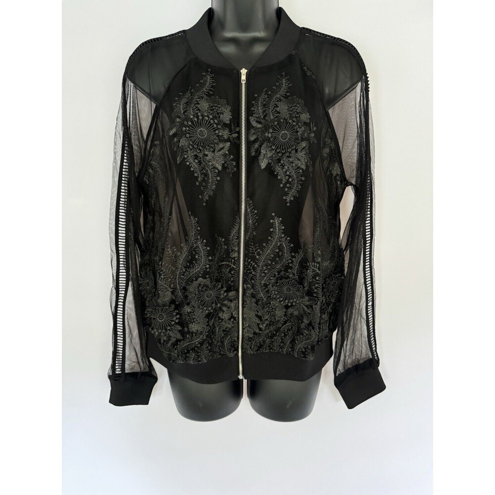 Endless Rose NWT Black Lace Mesh Zip Up Light Weight Jacket Multiple Sizes Small